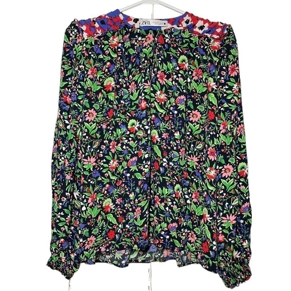 ZARA SHOULDER PAD PATCHWORK BLOUSE SIZE M - Picture 5 of 9